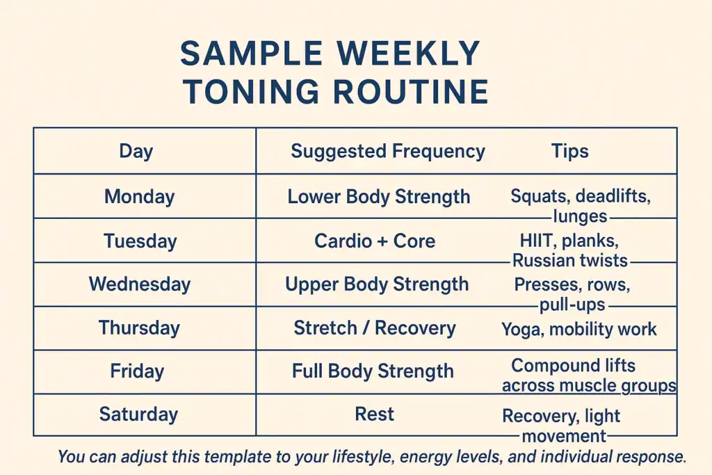 Achieving the Perfect Tone: How Often Should You Exercise for Results? 4 Weekly exercise Kenilworth plan graphic
