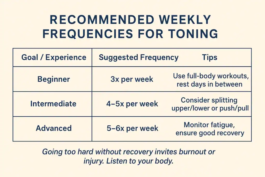 Achieving the Perfect Tone: How Often Should You Exercise for Results? 2 Graphic to show how often you should do exercise to help with toning Kenilworth