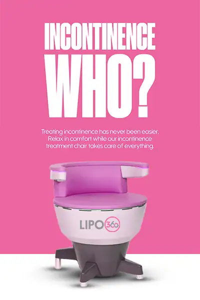 LIPO360 EMS Chair Can Help with Urinary Incontinence 2 Image of a urinary incontinence treatment seat Kenilworth